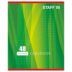 Тетрадь А5, 48 л., STAFF, скоба, клетка, офсет №2 ЭКОНОМ, обложка картон, &laquo;ОДИН ЦВЕТ&raquo; (линии), 402781