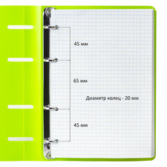 Тетрадь на кольцах А5 160&times;215 мм, 80 л., пластик, клетка, BRAUBERG, &laquo;Салатовый&raquo;, 403250