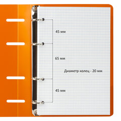 Тетрадь на кольцах А5 160&times;215 мм, 80 л., пластик, клетка, BRAUBERG, &laquo;Оранжевый&raquo;, 403253