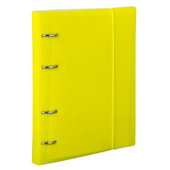 Тетрадь на кольцах А5 175&times;220 мм, 120 л., пластик, клетка, с резинкой, BRAUBERG, желтая, 403570