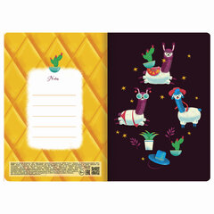 Тетрадь 40 л. в клетку обложка SoftTouch, бежевая бумага 70 г/<wbr/>м<sup>2</sup>, сшивка, А5 (147&times;210 мм), ЗАБАВНЫЕ ЛАМЫ, BRAUBERG, 403786