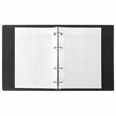 Тетрадь на кольцах А5 (180&times;220 мм), 80 листов, обложка ПВХ, клетка, BRAUBERG, черный, 403909