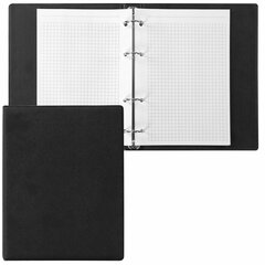 Тетрадь на кольцах А5 (180&times;220 мм), 80 листов, обложка ПВХ, клетка, BRAUBERG, черный, 403909