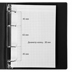 Тетрадь на кольцах А5 (180&times;220 мм), 80 листов, обложка ПВХ, клетка, BRAUBERG, черный, 403909