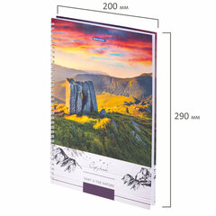 Тетрадь А4, 80 л., BRAUBERG, гребень, клетка, обложка твердая, &laquo;Nature&raquo;, 404054