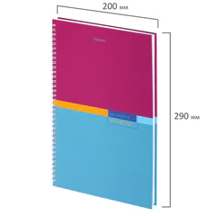 Тетрадь А4, 80 л., BRAUBERG, гребень, клетка, обложка твердая, &laquo;Color&raquo;, 404055