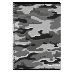 Тетрадь А4, 96 л., BRAUBERG, гребень, клетка, обложка картон, &laquo;Military&raquo;, 404057