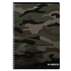 Тетрадь А4, 96 л., BRAUBERG, гребень, клетка, обложка картон, &laquo;Military&raquo;, 404057