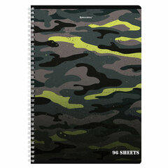 Тетрадь А4, 96 л., BRAUBERG, гребень, клетка, обложка картон, &laquo;Military&raquo;, 404057