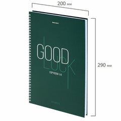 Тетрадь А4, 120 л., BRAUBERG, гребень, клетка, обложка твердая, &laquo;Good Luck&raquo;, 404074