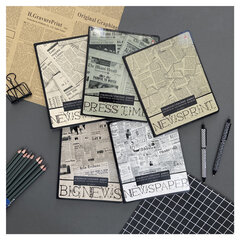 Тетрадь А5 48 л. АЛЬТ скоба, клетка, глянцевый лак, &laquo;Газета&raquo; (5 видов), 7-48-1146