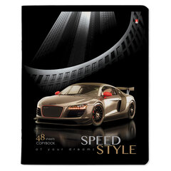 Тетрадь А5 48л. АЛЬТ скоба, клетка, глянцевый лак, &laquo;Машина. Жажда скорости&raquo; (5 видов), 7-48-432