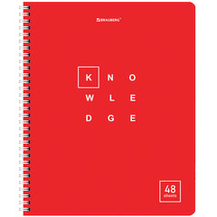 Тетрадь А5 48 л. BRAUBERG, гребень, клетка, обложка картон, &laquo;Knowledge&raquo; (микс в спайке), 404339