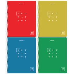 Тетрадь А5 48 л. BRAUBERG, гребень, клетка, обложка картон, &laquo;Knowledge&raquo; (микс в спайке), 404339