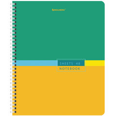 Тетрадь А5 48 л. BRAUBERG, гребень, клетка, глянцевая ламинация, &laquo;Color&raquo; (микс в спайке), 404342