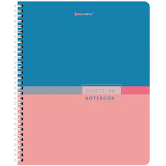 Тетрадь А5 48 л. BRAUBERG, гребень, клетка, глянцевая ламинация, &laquo;Color&raquo; (микс в спайке), 404342