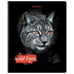 Тетрадь А5, 48 л., BRAUBERG, скоба, клетка, выборочный лак, &laquo;Wild eyes&raquo; (микс в спайке), 404343