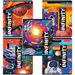 Тетрадь А5, 48 л., BRAUBERG, скоба, клетка, TWIN-лак, &laquo;SpaceX&raquo; (микс в спайке), 404354