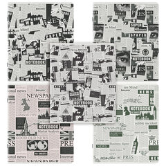 Тетрадь А5, 48 л., BRAUBERG, скоба, клетка, TWIN-лак, &laquo;Газета&raquo; (микс в спайке), 404356