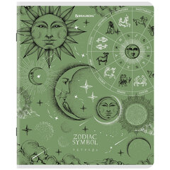 Тетрадь А5, 48 л., BRAUBERG, скоба, клетка, матовая ламинация, фольга, &laquo;Zodiac Symbol&raquo; (микс в спайке), 404369