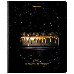 Тетрадь А5, 48 л., BRAUBERG, скоба, клетка, матовая ламинация, фольга, &laquo;Black&Gold&raquo; (микс в спайке), 404370