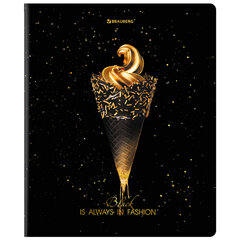 Тетрадь А5, 48 л., BRAUBERG, скоба, клетка, матовая ламинация, фольга, &laquo;Black&Gold&raquo; (микс в спайке), 404370