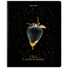 Тетрадь А5, 48 л., BRAUBERG, скоба, клетка, матовая ламинация, фольга, &laquo;Black&Gold&raquo; (микс в спайке), 404370