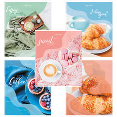 Тетрадь А5, 48 л., BRAUBERG, скоба, клетка, матовая ламинация, выборочный лак, &laquo;Sweets&raquo; (микс в спайке), 404373