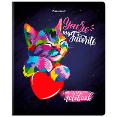 Тетрадь А5, 48 л., BRAUBERG, скоба, клетка, матовая ламинация, выборочный лак, &laquo;Animals Pop-Art&raquo; (микс в спайке), 404374