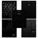 Тетрадь А5, 48 л., BRAUBERG, скоба, клетка, матовая ламинация, выборочный лак, "Black" (микс в спайке), 404375