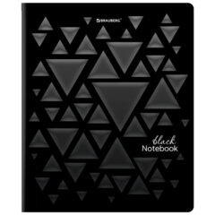 Тетрадь А5, 48 л., BRAUBERG, скоба, клетка, матовая ламинация, выборочный лак, &laquo;Black&raquo; (микс в спайке), 404375