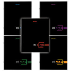 Тетрадь А5 48 л. BRAUBERG скоба, линия, обложка картон, &laquo;Dark&raquo; (микс в спайке), 404383