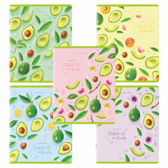 Тетради ДЭК А5 96 л. КОМПЛЕКТ 5 шт., BRAUBERG скоба, клетка, глянцевый лак, &laquo;Авокадо&raquo;, 404401