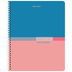 Тетрадь А5 80 л. BRAUBERG, гребень, клетка, обложка картон, &laquo;Color&raquo; (микс в спайке), 404413