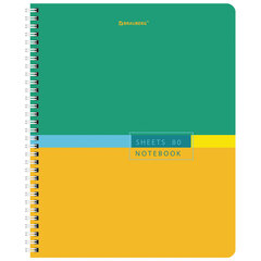 Тетрадь А5 80 л. BRAUBERG, гребень, клетка, обложка картон, &laquo;Color&raquo; (микс в спайке), 404413