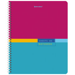 Тетрадь А5 80 л. BRAUBERG, гребень, клетка, обложка картон, &laquo;Color&raquo; (микс в спайке), 404413