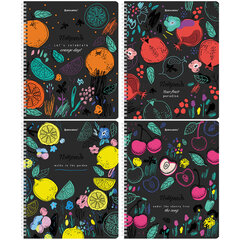 Тетрадь А5 96 л. BRAUBERG, гребень, клетка, глянцевая ламинация, &laquo;Bright Fruits&raquo; (микс в спайке), 404420