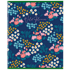 Тетрадь А5, 96 л., BRAUBERG, скоба, клетка, глянцевая ламинация, &laquo;Wild Flowers&raquo;, 404429