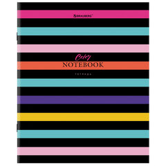 Тетрадь А5, 96 л., BRAUBERG, скоба, клетка, глянцевая ламинация, &laquo;Color Stripes&raquo;, 404430