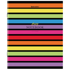 Тетрадь А5, 96 л., BRAUBERG, скоба, клетка, глянцевая ламинация, &laquo;Color Stripes&raquo;, 404430