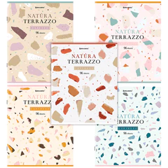 Тетрадь А5, 96 л., BRAUBERG, скоба, клетка, TWIN-лак, &laquo;Natura Terrazzo&raquo;, 404431