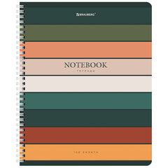 Тетрадь А5 120 л. BRAUBERG, гребень, клетка, обложка картон, &laquo;LINE&raquo; (микс в спайке), 404446