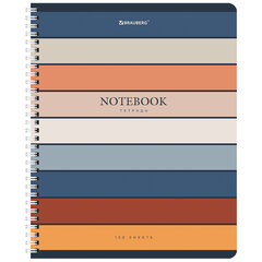 Тетрадь А5 120 л. BRAUBERG, гребень, клетка, обложка картон, &laquo;LINE&raquo; (микс в спайке), 404446