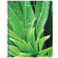 Тетрадь А5 120 л. BRAUBERG, гребень, клетка, глянцевая ламинация, &laquo;Растения&raquo; (микс в спайке), 404448