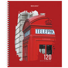 Тетрадь А5 120 л. BRAUBERG, гребень, клетка, твёрдая обложка, &laquo;Города&raquo; (микс в спайке), 404449