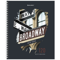 Тетрадь А5 120 л. BRAUBERG, гребень, клетка, твёрдая обложка, &laquo;Города&raquo; (микс в спайке), 404449