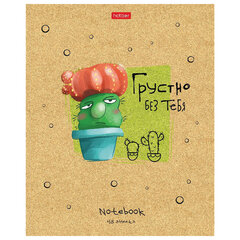 Тетрадь А5 48 л. HATBER скоба, клетка, матовая ламинация, &laquo;Мой друг Кактус&raquo; (микс в спайке), 074454