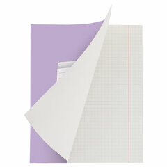 Тетрадь А5, 48 л., HATBER-ECO скоба, офсет №2 ЭКОНОМ, клетка, обложка мелованная бумага, &laquo;Фиолетовая&raquo;, 075727