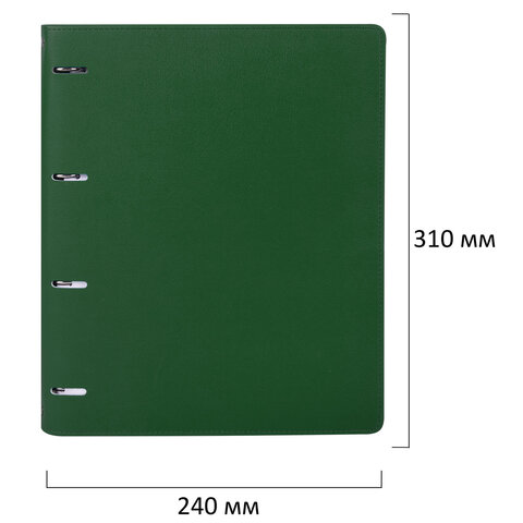 Тетрадь на кольцах БОЛЬШАЯ А4 (240х310 мм), 120 листов, под кожу, клетка, BRAUBERG "Joy", зелёный/светло-зелёный, 404508 - фото 2