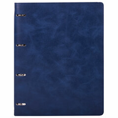 Тетрадь на кольцах БОЛЬШАЯ А4 (240&times;310 мм), 120 листов, под кожу, клетка, BRAUBERG &laquo;Main&raquo;, синий, 404510